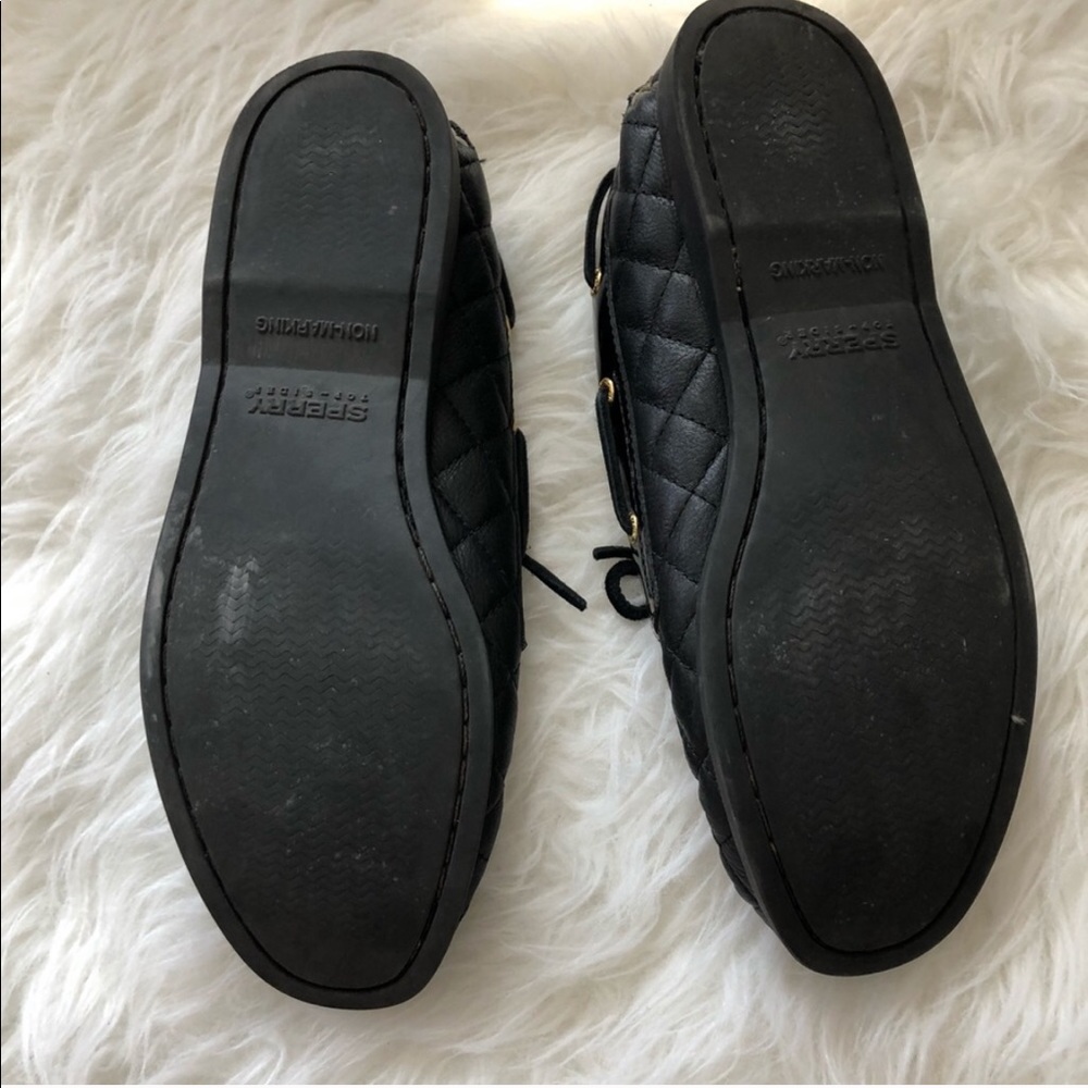 Black Sperry 9.5 Quilted Loafer Shoes flats boat loafers work shoes comfortable - Picture 2 of 8